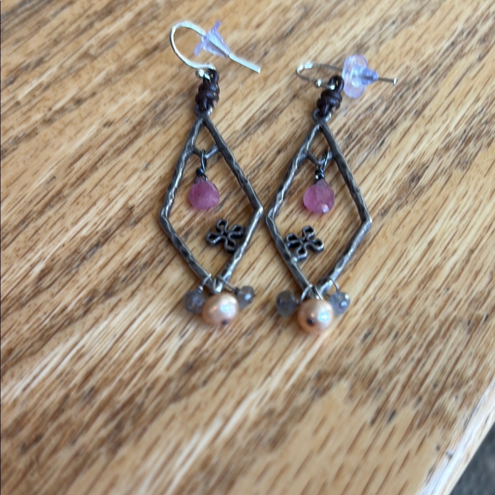 Elegant Pink and Silver Dangle Earrings